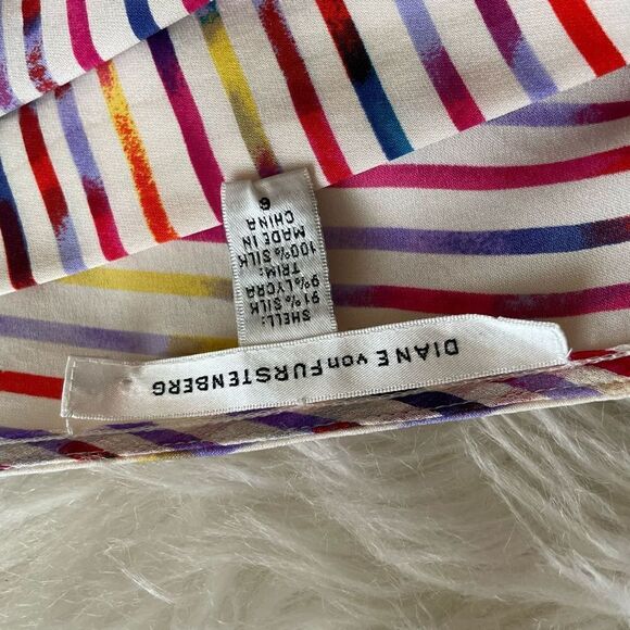 Diane Von Furstenberg Rolanda Fruit Striped Silk Dress Size 6 - Picture 5 of 7